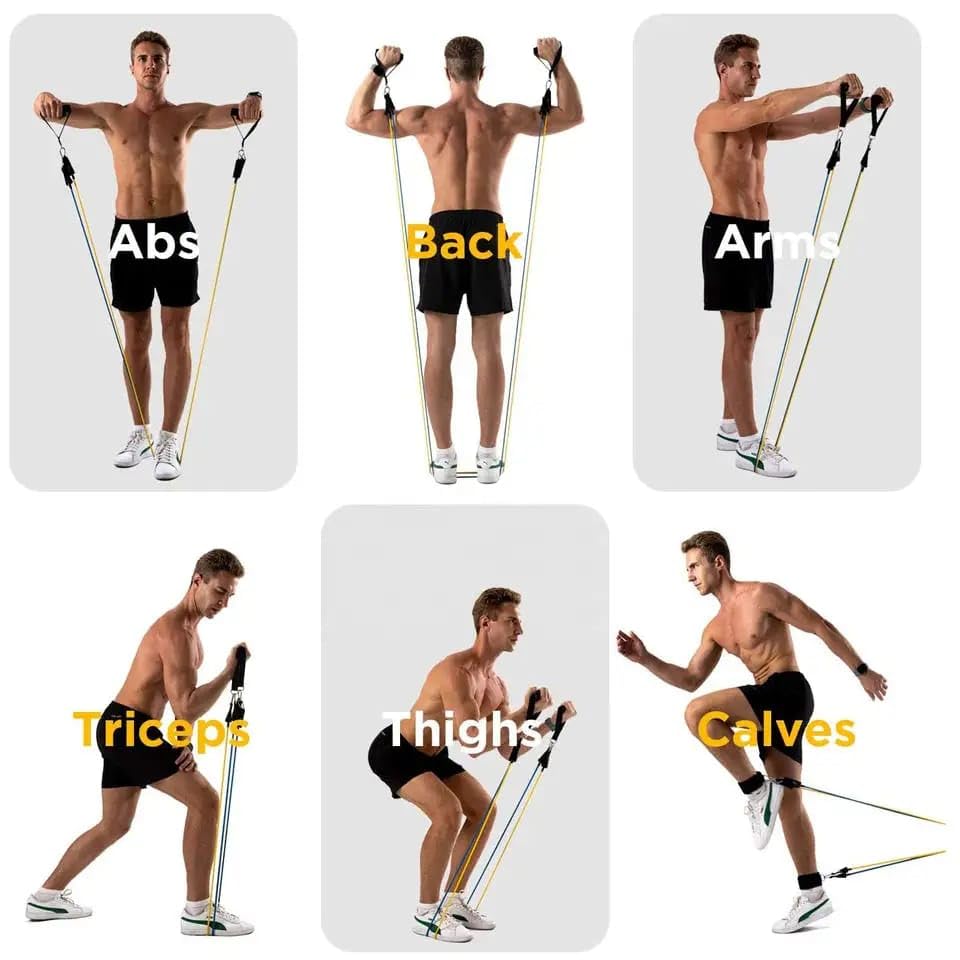 Ab Roller Home Gym Equipment – 4 Wheels Ab Wheel Muscle Roller with Built-in Tracker , 5Pcs Resistance Bands, Ankle Straps, Door Anchor, Handles, Travel Bag – Comfortable Elbow Support with Non-Slip Handles - color: Black 13-In-1 Ab Roller