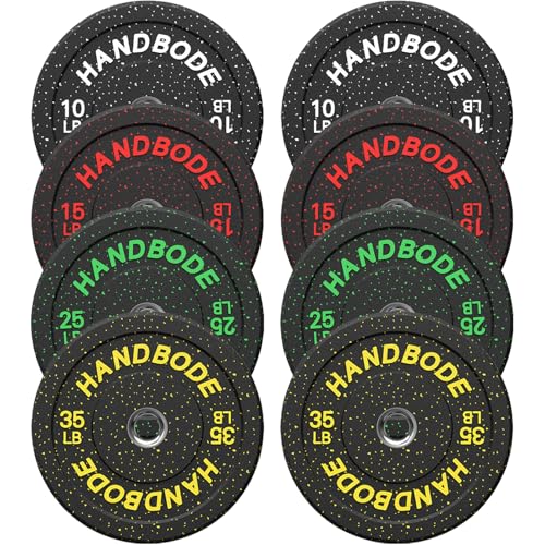 HANDBODE 2-Inch Weight Plates High Bounce, Olympic Bumper Plate Set 45/100/160/190/260/300lb, Colored Weight Plates Set for Home Gym, Barbell Weights Rubber Strength Training Plate for Weight Lifting - size: 170 lb Set (Pair of 10, 15, 25, 35 lb), style: