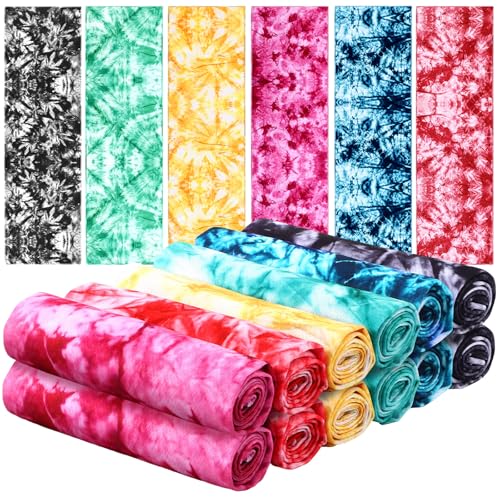 12 Pcs Tie Dye Cooling Towel for Neck and Face, 40 x 12 Inch Soft Microfiber Breathable Chilly Ice Towel, Stay Cool Sweat Rags for Sports Biking Hiking Running Yoga Golf Camping - style: Tie Dye