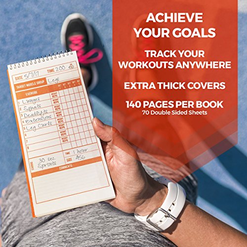 Portage Fitness & Workout Notebook - Fitness Journal, Workout Log, Exercise & Weight Training Notebook Planner, Fitness Tracker Log for Bodybuilding – 4 x 8 Inches, 140 Pages, 70 Sheets (Pack of 3) - color: Fitness Log