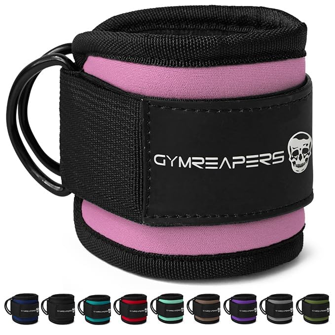 Gymreapers Ankle Straps For Cable Machine Kickbacks, Glute Workouts, Lower Body Exercises - Adjustable Leg Straps with Neoprene Padding - color: Pink, size: Pair