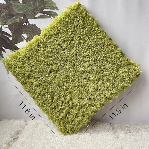12pcs Carpet Squares Puzzle Floor Mat, Plush Interlocking Carpet Tiles, Anti Slip EVA Foam Jigsaw Floor Tiles, Build A Safe Area for Bedroom Playroom (Fluffy Green) - color: Long Plush-green