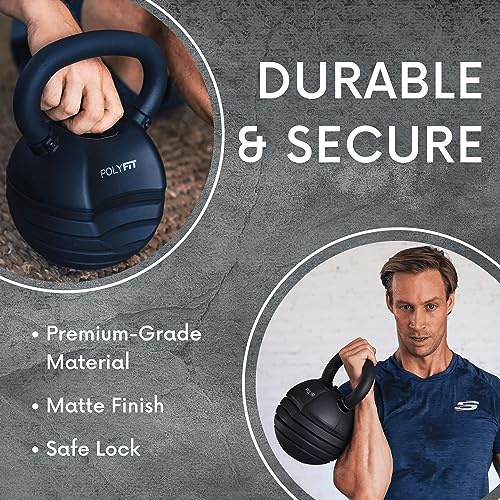 Polyfit Adjustable Kettlebell Set - 5-in-1 Weights for Home Gym - color: BLACK - 40 LB