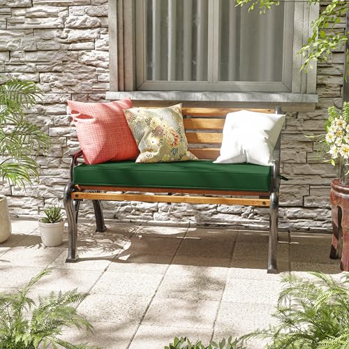 Premium Outdoor Bench Cushions for Patio Furniture 3.5inches Memory Foam Bench Cushion Waterproof Fade Resistant Porch Swing Cushions with Straps 42×18 Inch Green - color: Green, size: 42'' x 18'' x 3.5''