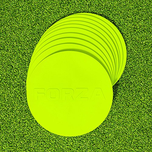 FORZA Flat Disc Markers | Brightly Colored Training Markers for Soccer & Outdoor Play – Available in Mini (Set of 20) or Standard (Set of 10) - color: Yellow, style: Standard (7in)