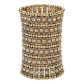 YACQ Women's Multilayer Wide Stretch Cuff Bracelets Fit Various Wrist Sizes - Soft Elastic Band - Lead & Nickle Free - color: Gold