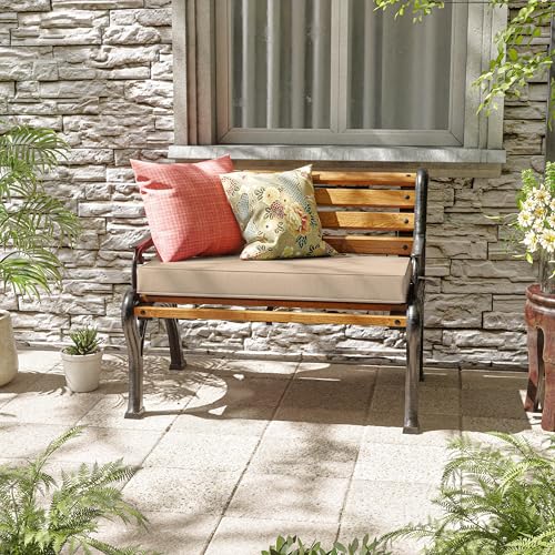 Premium Outdoor Bench Cushions for Patio Furniture 3.5inches Memory Foam Bench Cushion Waterproof Fade Resistant Porch Swing Cushions with Straps 36×18 Inch Sand - color: Sand, size: 36'' x 18'' x 3.5''