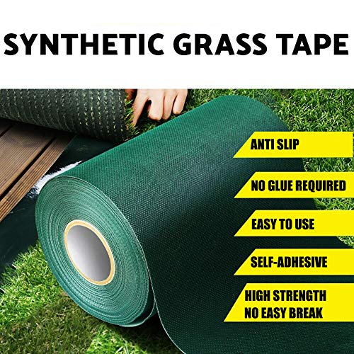 TYLife Artificial Grass Tape,Grass Turf Seaming Tape for Synthetic Grass,Carpet Seam Tape for Jointing Fixing Green Lawn Mat Rug,Connecting Fake Grass Carpet,6" x65.6' - size: 6InX65.6Ft(15cmX20m)