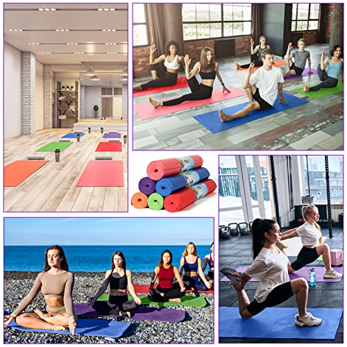 Amylove 12 Pieces Yoga Mats Bulk 68x24x0.12 Inch Exercise Non Slip Fitness Workout Mats for Women Men Home Workout Gym Yoga - color: Colorful