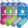 YQXCC 4 Pack Cooling Towels (40"x12"), Cool Neck Towel, Soft Breathable Microfiber for Gym, Yoga, Golf, Running, Camping & Summer Outdoor Activities - color: Light Gray + Light Blue + Rose Red + Green