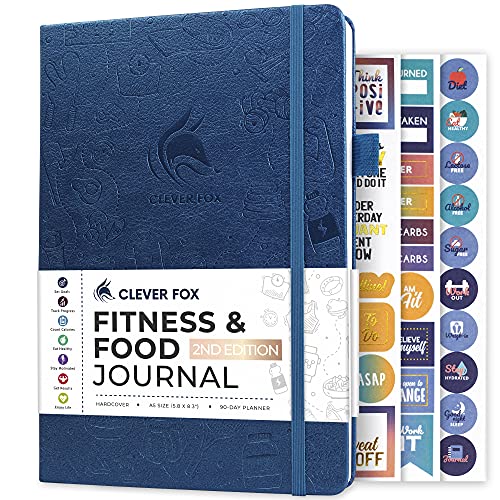 Clever Fox Fitness & Food Journal, Workout Planner, 5.8"x8.3" Mystic Blue | Lasts 3 months, undated hardcover exercise & weight loss journal for women, gym, diet, meal tracker, calorie counter book - color: Mystic Blue, size: A5 (5.8'' x 8.3'')