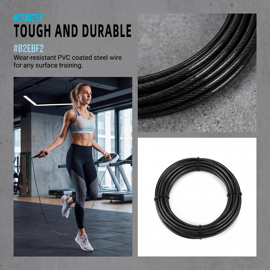 LANGETUKEE Speed Jump Rope - Professional Aluminum Alloy Skipping Rope with 360° Bearings - Adjustable 4mm Steel Cable for Double Unders, Boxing, MMA, HIIT & Cardio Training - Anti-Slip Grip - color: Black4