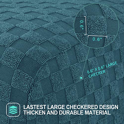 YEMYHOM 1 Piece Stretch Wingback Chair Slipcover Latest Jacquard Design Wing Chair Cover Non Slip Furniture Protector with Foam Rods for Living Room (Wing Chair, Peacock Blue) - color: Peacock Blue, size: 1 Pack - Wing Chair