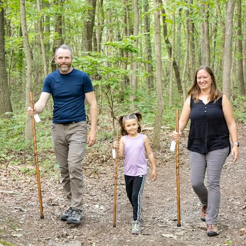 Handmade Wooden Walking Cane for Men Women Seniors with Genuine Leather Wrist Strap for Hiking, Walking and Outdoor Trekking - Made in USA - size: 55" - Large Adult, style: Pace Setter