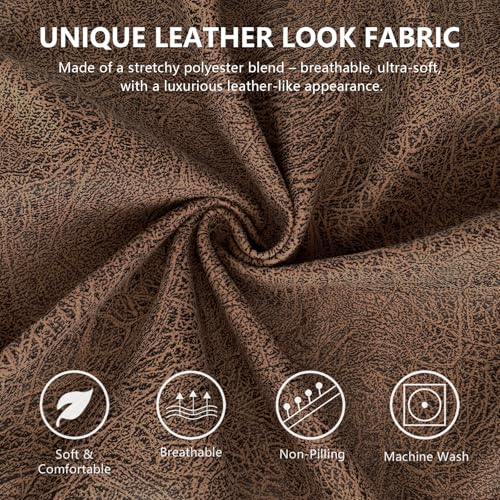 ANARACHON Leather Look Wingback Chair Covers, 2-Piece Wing Chair slipcover,Stretch Wing Back Armchair Slipcovers with Elastic Bottom, Soft Spandex Furniture Protector for Living Room (05 Brown) - color: Brown #5