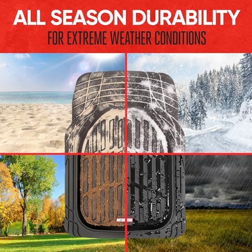 Motor Trend -2 Piece Front Car Floor Mats- Black FlexTough Contour Liners-Deep Dish Heavy Duty Rubber Floor Mats for Car SUV Truck & Van-All Weather Protection, Universal Trim to Fit - color: Black, style: 2pc Front Mats