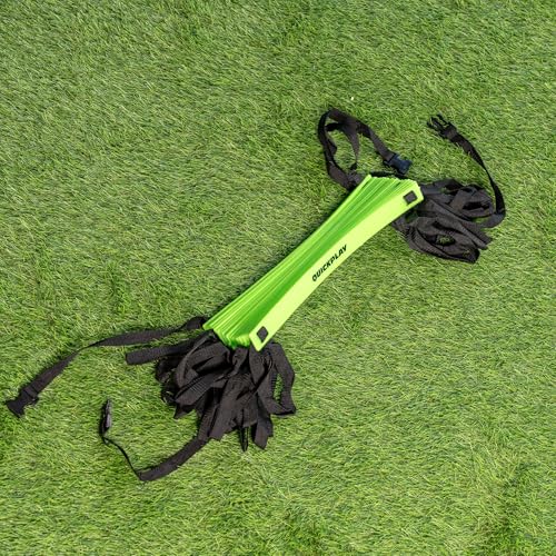 QUICKPLAY Agility Ladder 29.5ft - 20 Rungs, Adjustable Spacing | Flat anti-trip design, Adjust per drill, Sprint & footwork work, Carry bag, Turf, grass or gym, All levels