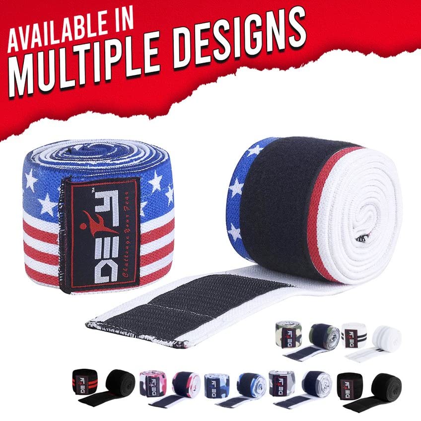 DEFY Knee Wraps for Weightlifting - Provides Knee Support for Powerlifting, Squats & Fitness Workouts - color: American Flag