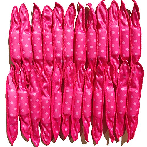 40 Soft Heatless Hair Curlers - Large Overnight Pillow Sponge Rollers for Curly Hairstyle - color: Rose red