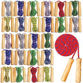 Shappy 24 Pcs Jump Rope Bulk 7.25 ft Adjustable Cotton Skipping Rope with Wooden Handle Braided Fitness Jumping Rope for Training Outdoor Exercise Fun Activity Party Favor