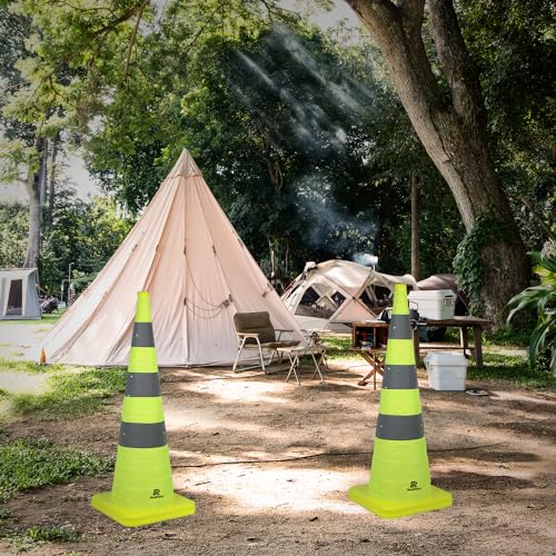 RoadHero 36 Inch 2 Pack Collapsible Traffic Safety Cones with Bag, Green | Pop-up Design, Reflective Collar, Road Safety, Driving Training & Parking Lots - size: 36 Inch