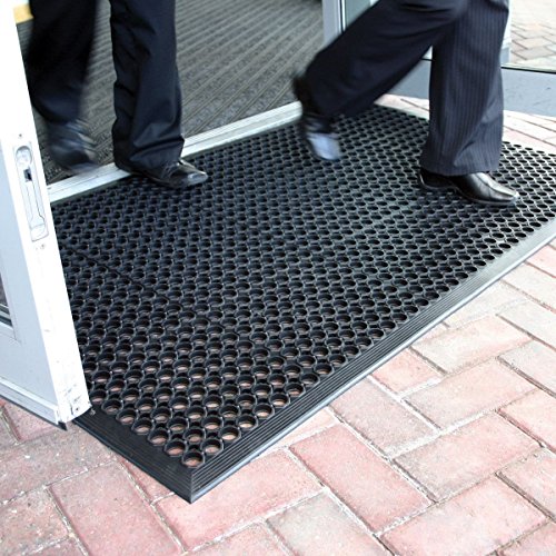 Lovinland Large Rubber Doormat for Outside - 60 x 35 Heavy Duty Outdoor Drainage Mat with Holes - Anti Slip Floor Mat for Commercial Kitchen, Pool, Restaurant, Garage, Bar, Entrance, Wet Area, Garden