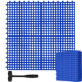 Drydiet 8 Pack Drainage Tiles Modular Interlocking Floor Tiles with 1 Pc Plastic Hammer 12" x 12" Cushion Mat Non Slip Rubber Floor mat with Holes for Pool Bathroom Deck Kitchen Patio (Dark Blue) - color: Dark Blue