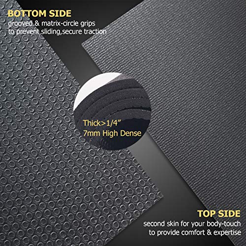 GXMMAT Extra Large Exercise Mat 16'x6'/12'x6'/10'x6'/8'x6'(7mm), Extra Wide Workout Mats for Home Gym Flooring, Non-Slip Thick Durable Cardio Mat for MMA,Plyo,Jump Rope,Weights,Fitness,Shoe-Friendly - color: Black Real, size: 6*8 FT