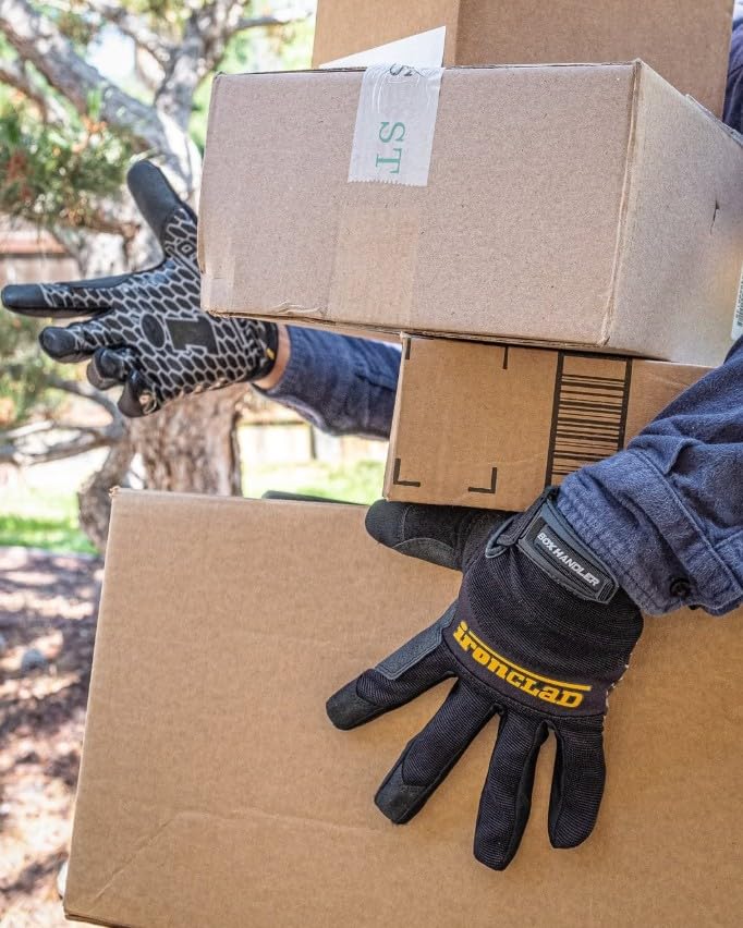Ironclad Box Handler Work Gloves BHG, Extreme Grip, Performance Fit, Durable, Machine Washable, (1 Pair), Black - size: Large