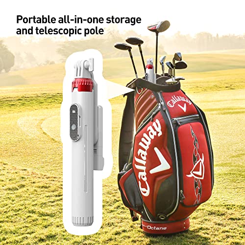 62" Phone Tripod & Selfie Stick for Golf Training, Extendable Cell Phone Tripod Stand with Wireless Remote and iPhone Holder, Golf Training Aid - Compatible with iPhone Android (White)