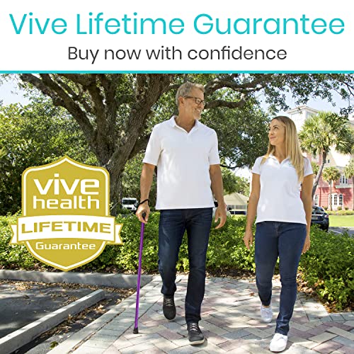 Vive Folding Cane - Foldable Walking Cane for Men, Women - Fold-up, Collapsible, Lightweight, Adjustable, Portable Hand Walking Stick - Balancing Mobility Aid - Sleek, Comfortable T Handles (Purple) - color: Purple