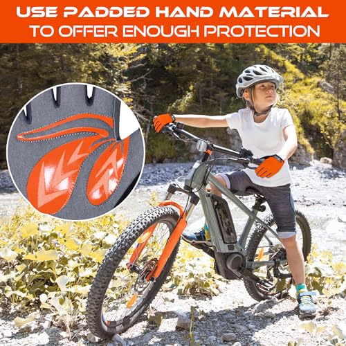 WFX Cycling Gloves Toddler Mountain Bike Handlebar Grips Gel Padding Full Finger Baseball Glove Workout Football Gloves Youth Boys 6-12 Kids Gardening Gloves MTB Gloves - color: Light, size: S (6-8) Years Kid