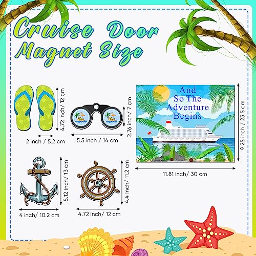 Kanayu 6 Pcs Adventure Cruise Door Decorations Magnetic Large Ship Decorations Magnets Anchor Cruise Decor Car Fridge Magnet Decal for Carnival Stateroom Door - style: Adventure