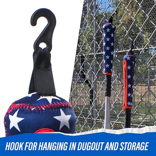 Handle Cover - Baseball Bat Cover Sleeve Protects Vehicle & Bat Grip - Batting Gloves & Helmet Companion with Zippered Hook - Softball Accessory - color: Stars