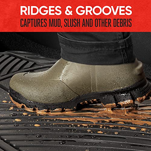 Motor Trend FlexTough™ Baseline Rubber Car Floor Mats with Trunk Mat Cargo Liner, Front & Rear Combo Set fits Most Car SUV Van Coupe Sedan, Heavy Duty All Weather Trim to Fit - color: Black, size: Extra Large