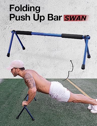 Push Up Bar – Folding Dip Bar for Home Workout, Lightweight & Portable Strength Training Equipment for Men & Women, Indoor & Outdoor Use (Hawk) - color: Swan Blue