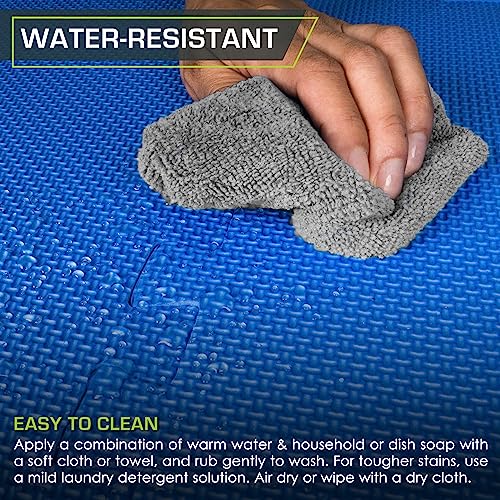 ProsourceFit Weaved Pattern Extra Thick Exercise Puzzle Mat 1-inch, EVA Foam Interlocking Tiles for Protective, Cushioned Flooring for Home and Gym Equipment; Blue, 24 SQ FT, 6 Tiles - color: Blue, size: 6 Pack (24 SQ FT)