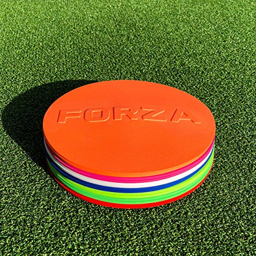 FORZA Flat Disc Markers | Brightly Colored Training Markers for Soccer & Outdoor Play – Available in Mini (Set of 20) or Standard (Set of 10) - color: White, style: Standard (7in)