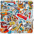 50PCS Tool Stickers for Kids, Waterproof Tool Box Decals for Water Bottles, Laptops, Scrapbooks, DIY Crafts and Party Favors - color: Tools