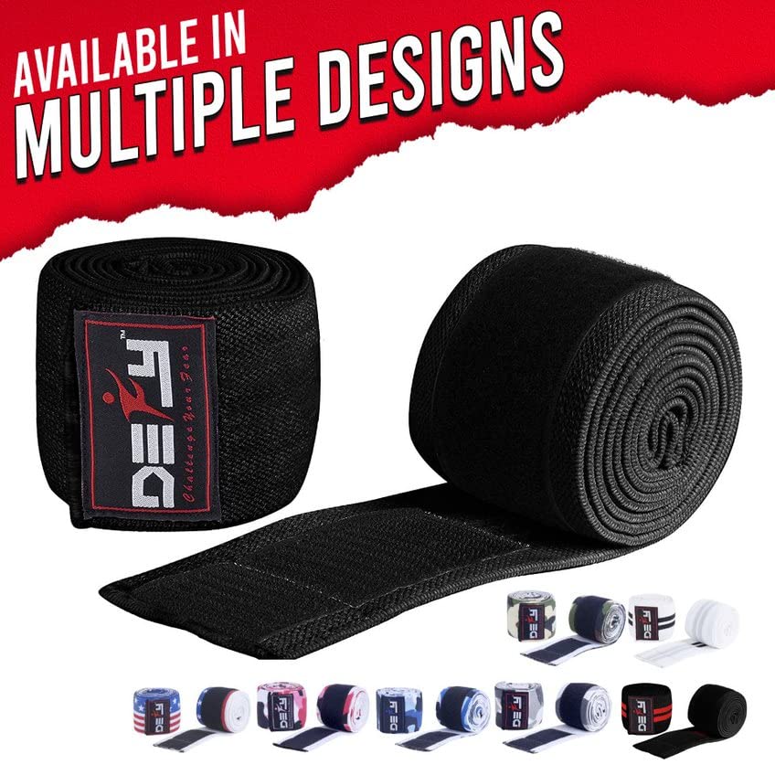 DEFY Knee Wraps for Weightlifting - Provides Knee Support for Powerlifting, Squats & Fitness Workouts - color: Black