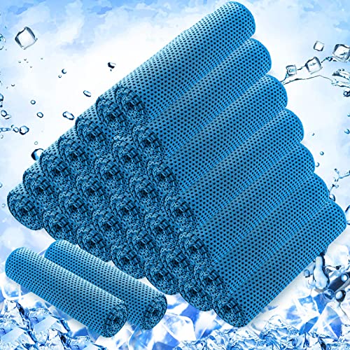 Hosuly 30 Pack Cooling Towels, 40"x12" Ice Breathable Soft Chilly Sweat Rag Microfiber Workout Rags for Gym Cooling Towels for Neck and Face for Yoga Golf Sport Running - color: Light Blue