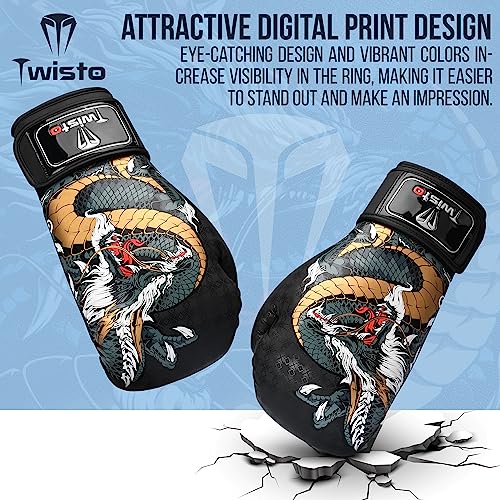 Twisto Boxing Gloves S6 - Pro Training & Sparring, Maya Hide Leather, Muay Thai, MMA, Kickboxing, Men, Women, Adults, Heavy Punching Bag, Focus Mitts, Pads, Gym Workout, 10oz 12oz 14oz 16oz - size: 16 oz, style: Hydra