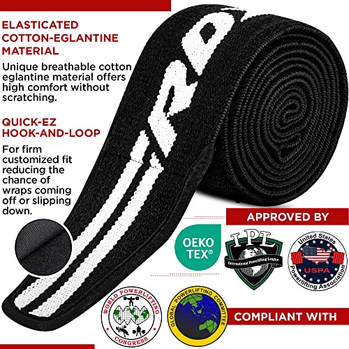 RDX Knee Wraps for Weightlifting, 78” Elasticated Straps Power Lifting Leg Press Support Gym Fitness Squats Workout Men Women - color: White Black