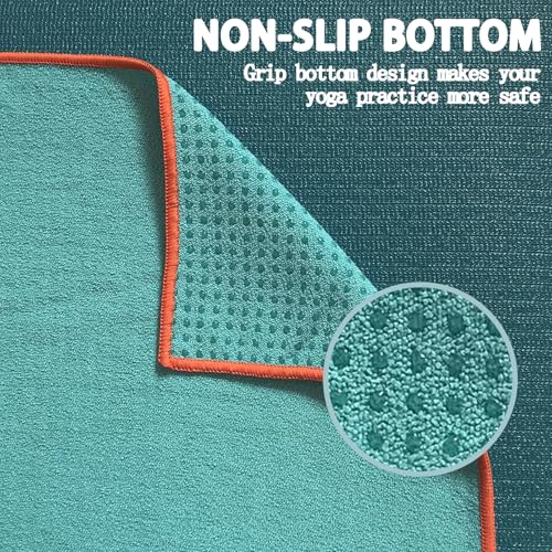 Muka Yoga Mat Towel with Grip Dot Non-Slip, Sweat Absorbent Towel for Hot Yoga Pilates Fitness 72x24 Inch - color: Grey