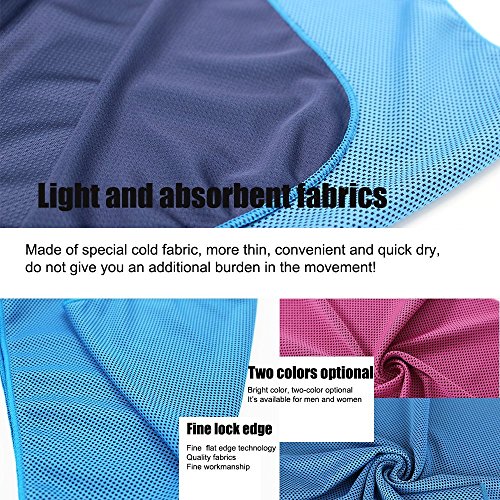 Cooling Towel Microfiber Towels for Instant Relief Sports Towel Headwear for Golf Swimming Football Workout Gym 40"x12" Travel Towel for Sweat,Blue - color: Blue