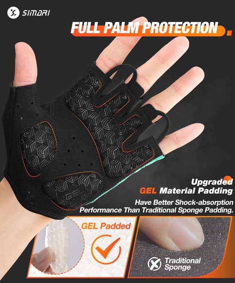 SIMARI Gel Pad Cycling Gloves with Shock-Absorbing/Grip/Breathable, Workout Bike Gloves for Men Women Biking, Mountain Biking, Fitness, Gym Exercise, Weight Lifting Training, Yoga, Pilates - color: 4-Cyan, size: Small