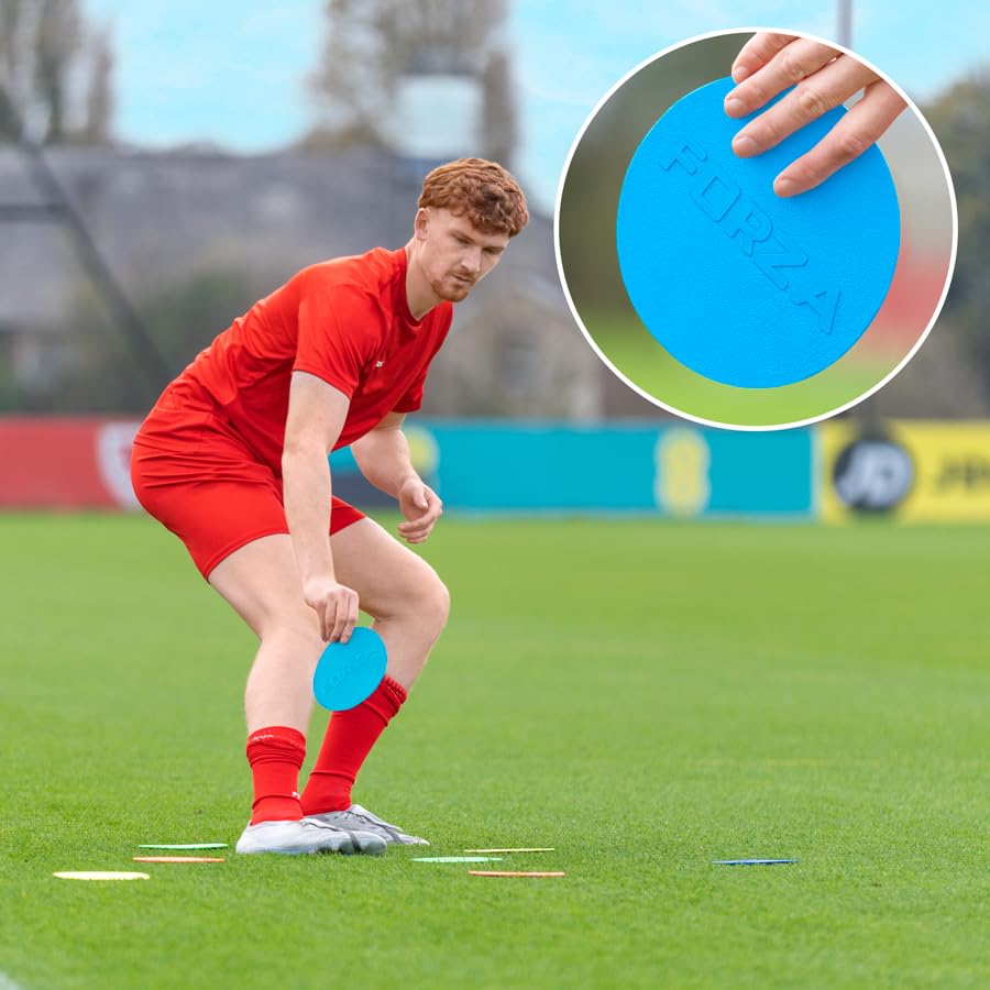 FORZA Flat Disc Markers | Brightly Colored Training Markers for Soccer & Outdoor Play – Available in Mini (Set of 20) or Standard (Set of 10) - color: Sky Blue, style: Standard (7in)
