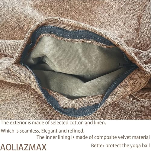 Protective Cover for Fitness Balls | Air Plug Included, Exercise Ball, For Pregnancy Ball Chair Yoga Ball, No Yoga Ball Included Washable Linen Ball Cover - color: Brown, size: 55CM