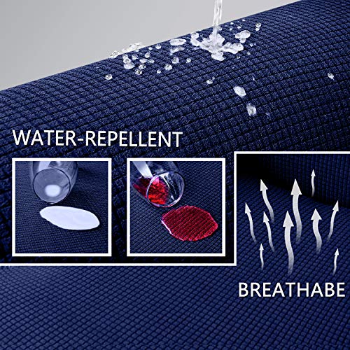 Granbest Premium Water Repellent Wingback Chair Cover 2-Piece High Stretch Jacquard Fabric Wing Back Chair Slipcovers (Wing Chair Cover, Navy Blue) - color: Navy Blue