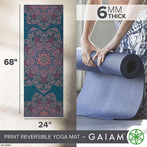 Gaiam Yoga Mat - Premium Print Reversible Extra Thick Non Slip Exercise & Fitness Mat for All Types of Yoga, Pilates & Floor Workouts - color: Jade Salutation